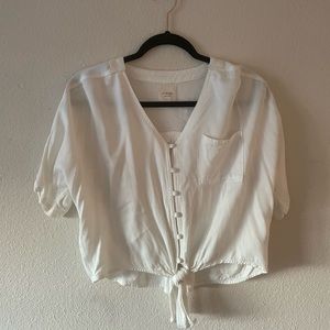 White Cropped Button Down